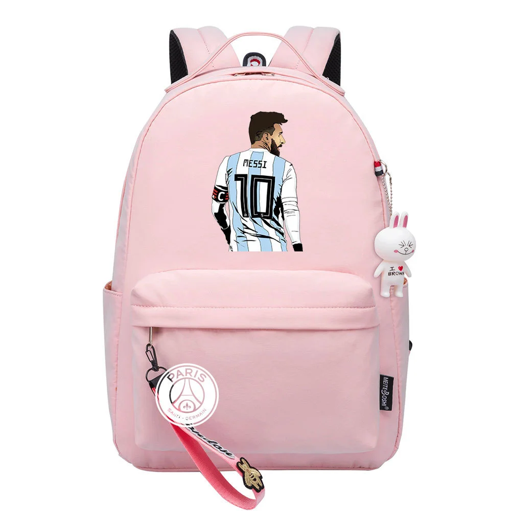 Buzzdaisy Title: Lionel Messi Backpack – Cute and Fashionable Schoolbag with Double Side Pockets for Leisure Travel
