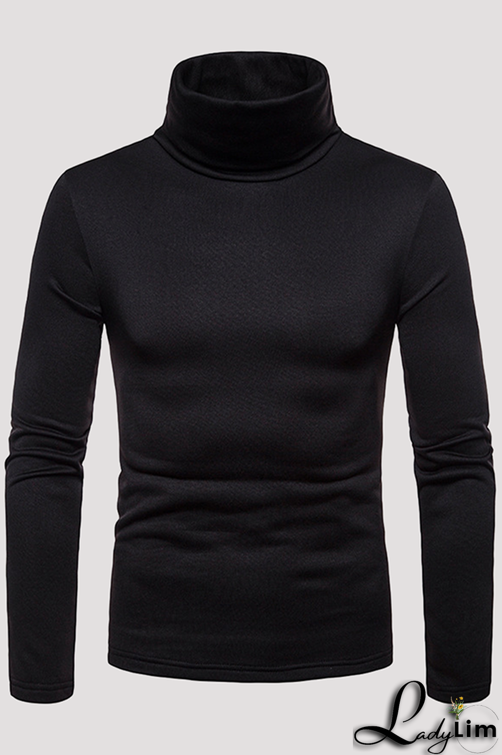 Navy Blue Fashion Casual Solid Split Joint Basic Turtleneck Tops
