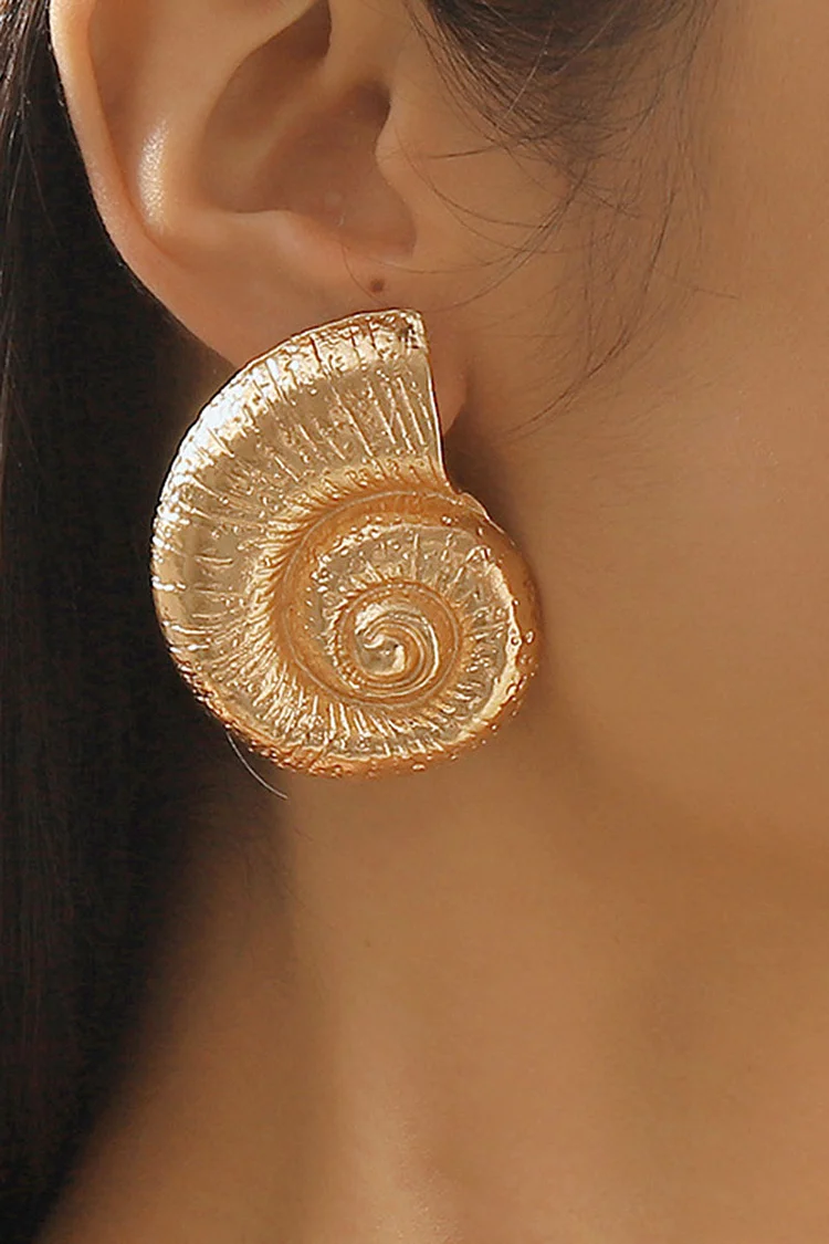 Textured Conch Shaped Fashionable Alloy Dangle Earrings