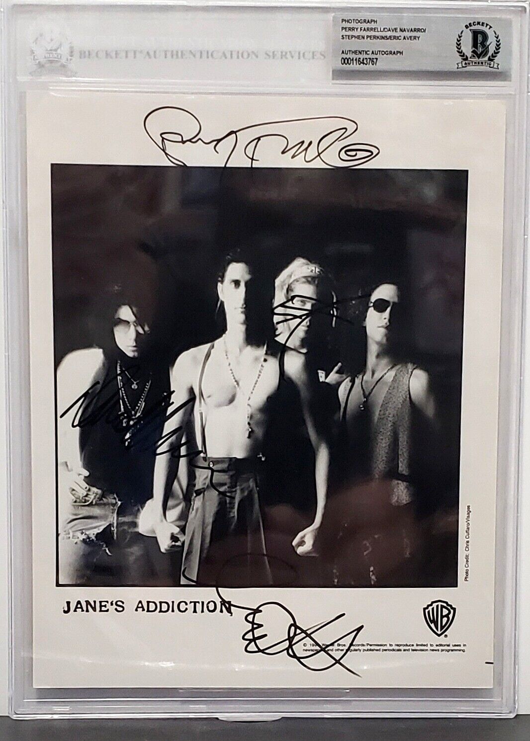 JANE'S ADDICTION Perry Farrell, Navarro +2 Signed 8x10 Photo Poster painting Beckett BAS SLABBED