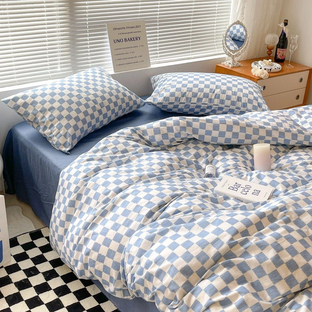 Danish Aesthetic Check Pattern Bedding