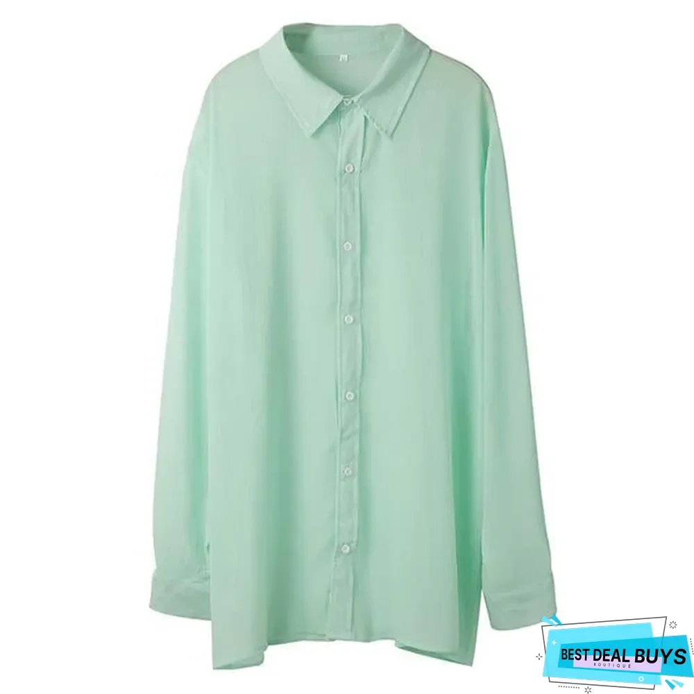 Men Casual V-Neck Solid Color Shirts