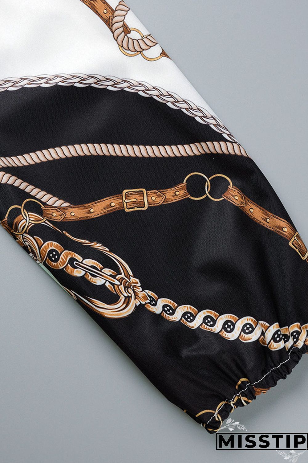 Black Casual Print Patchwork Fold O Neck Straight Dresses