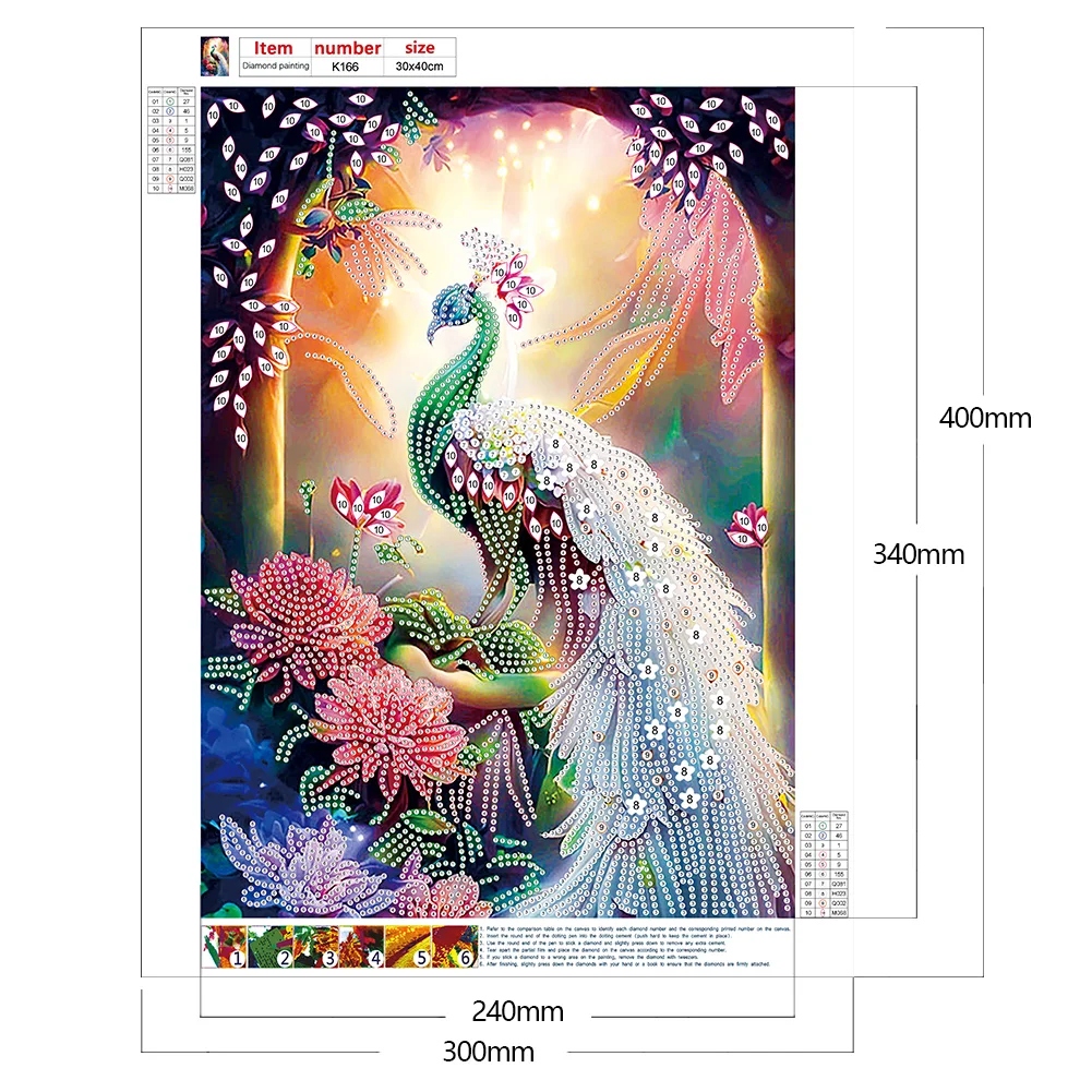 Partial Special Shaped Diamond Painting Peacock（30*40cm）