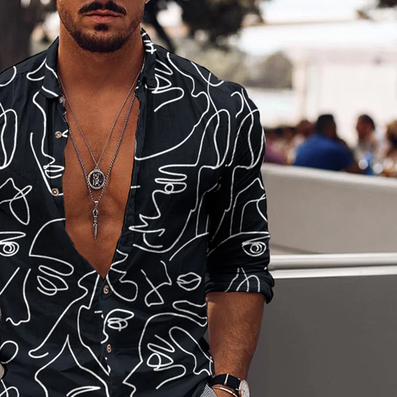 Casual Holiday Pattern Printing Mens Shirt-inspireuse