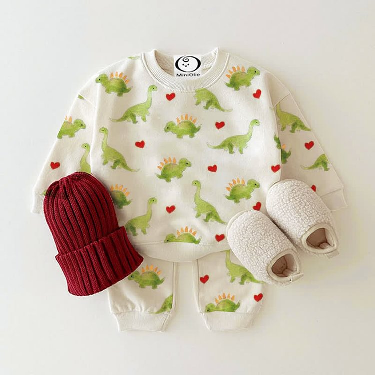 Baby Dinosaur Heart Sweatshirt and Pants Set