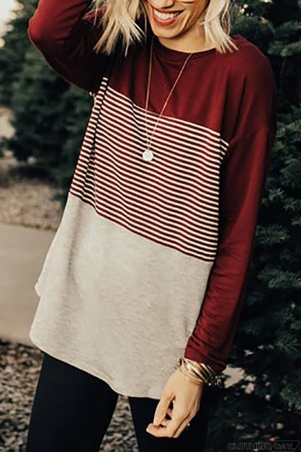 Striped Colorblock T Shirt