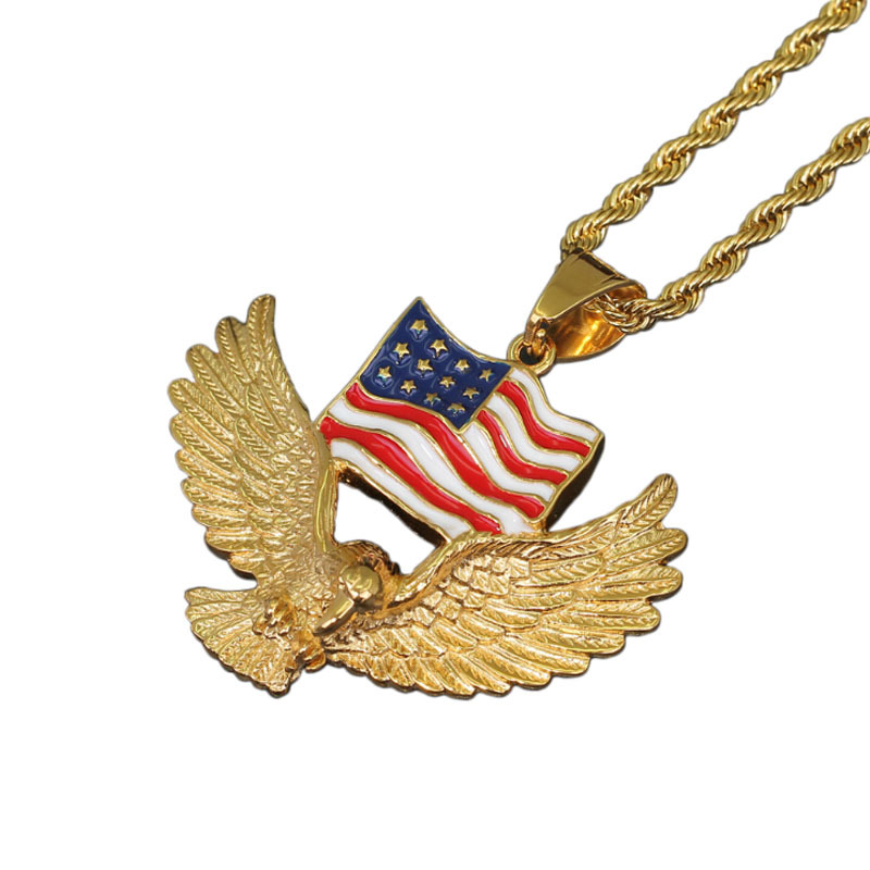 American Flag Eagle Pendant Necklace
