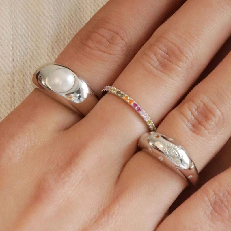 New Color Zircon Ring Bracelet 18k Real Gold Plated Copper Ring