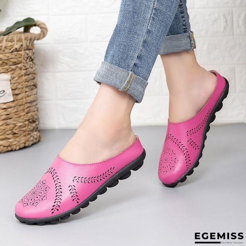 Cow Muscle Ballet Flower Print Women Genuine Leather Flats Loafer Shoes | EGEMISS