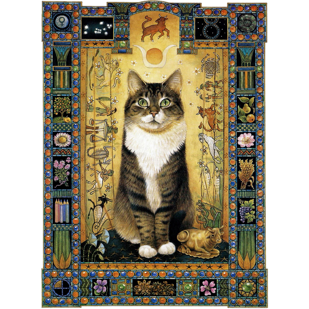 

30*40CM - Card Cat - Round Drill Diamond Painting, 501 Original