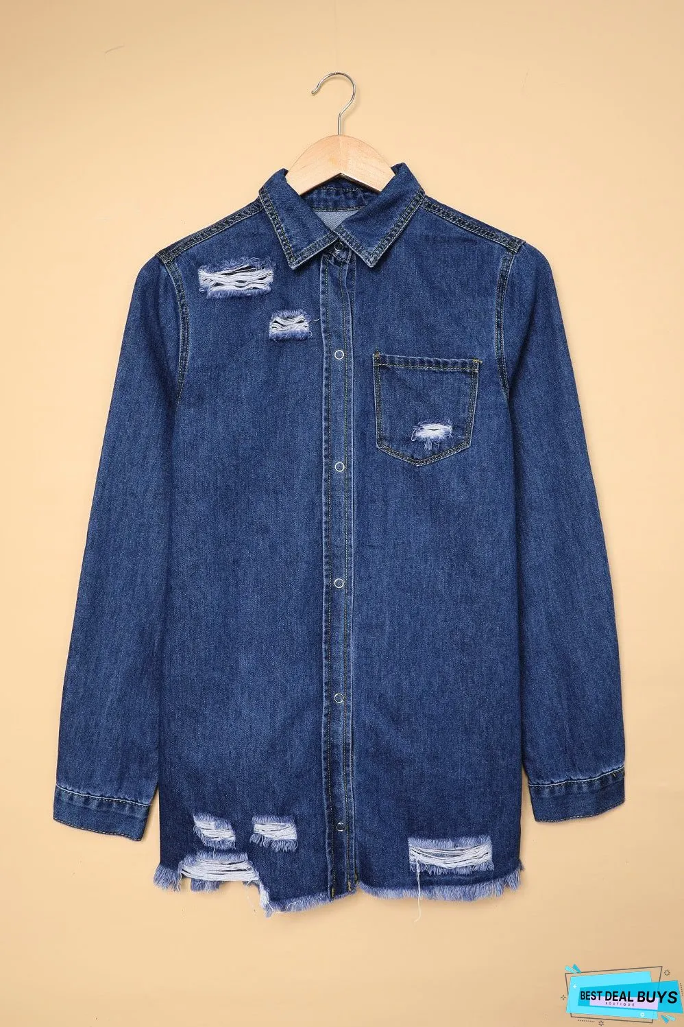 Dark Blue Jeans Shacket