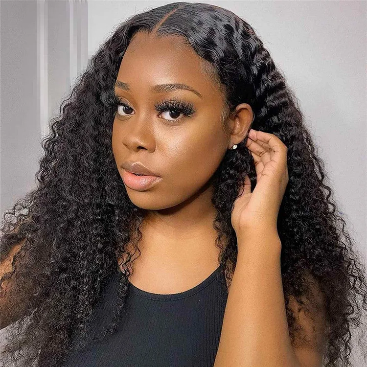 Deep Curly Glueless 13x6 Pre-Made Fake Scalp Lace Frontal Wig
