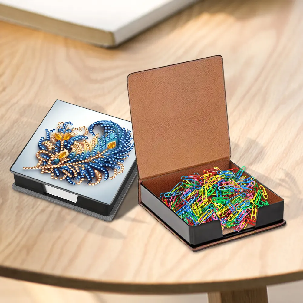 Feathers PU Diamond Painting Notecard Box 5D DIY Diamond Art Note Box