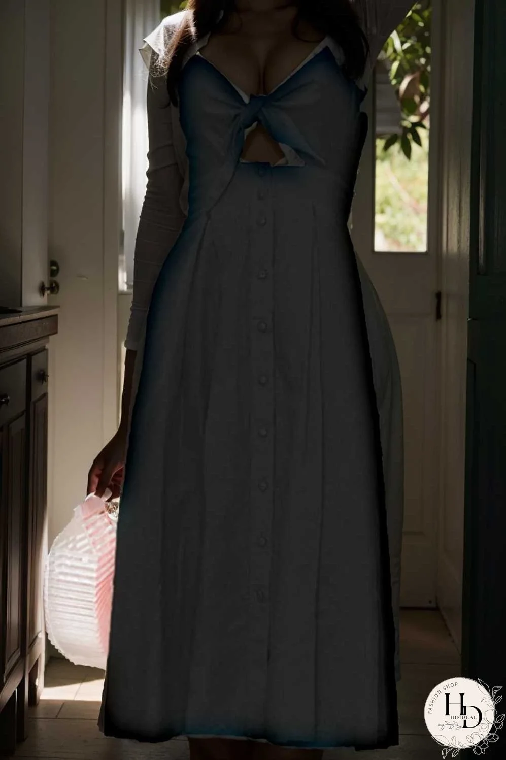 floral v neck tie spaghetti strap beach midi dress