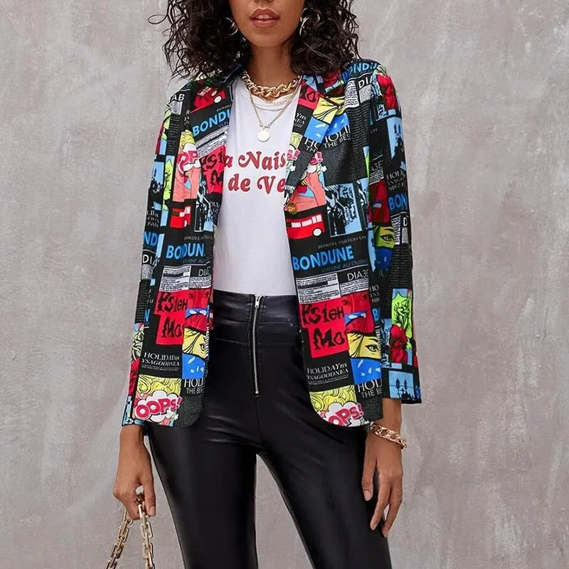 Fashion Trend Women Lapel Leopard Print Long Sleeves Suit Jacket Elegant Fall Winter Office Lady Cardigan Coat Casual Streetwear