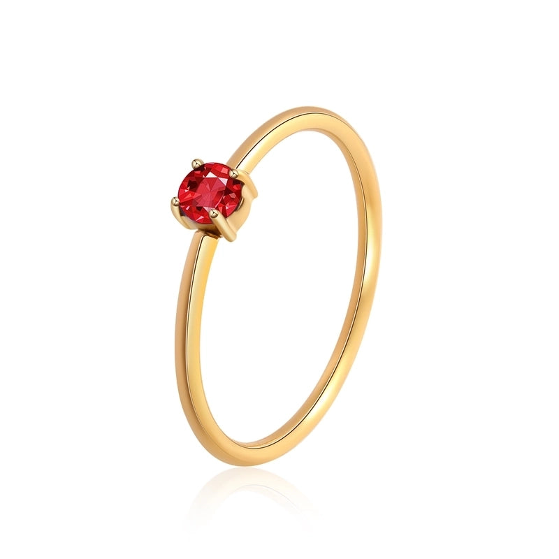 Minimalist Commute Solid Color 304 Stainless Steel Zircon 18K Gold Plated Gold Plated Plating Inlay Rings