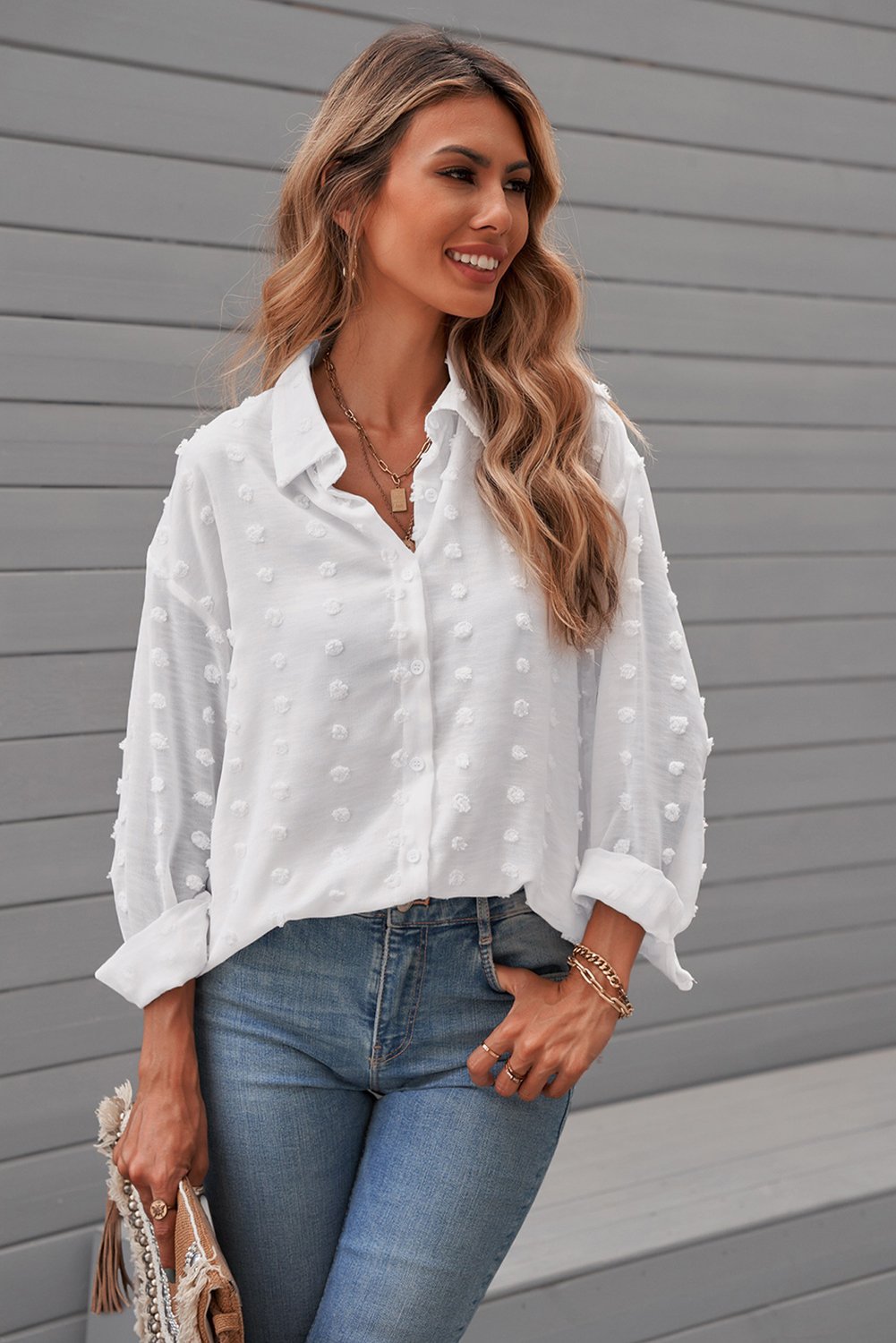  thdmladies Polka Dot Chiffon Temperament Shirt thedmladies