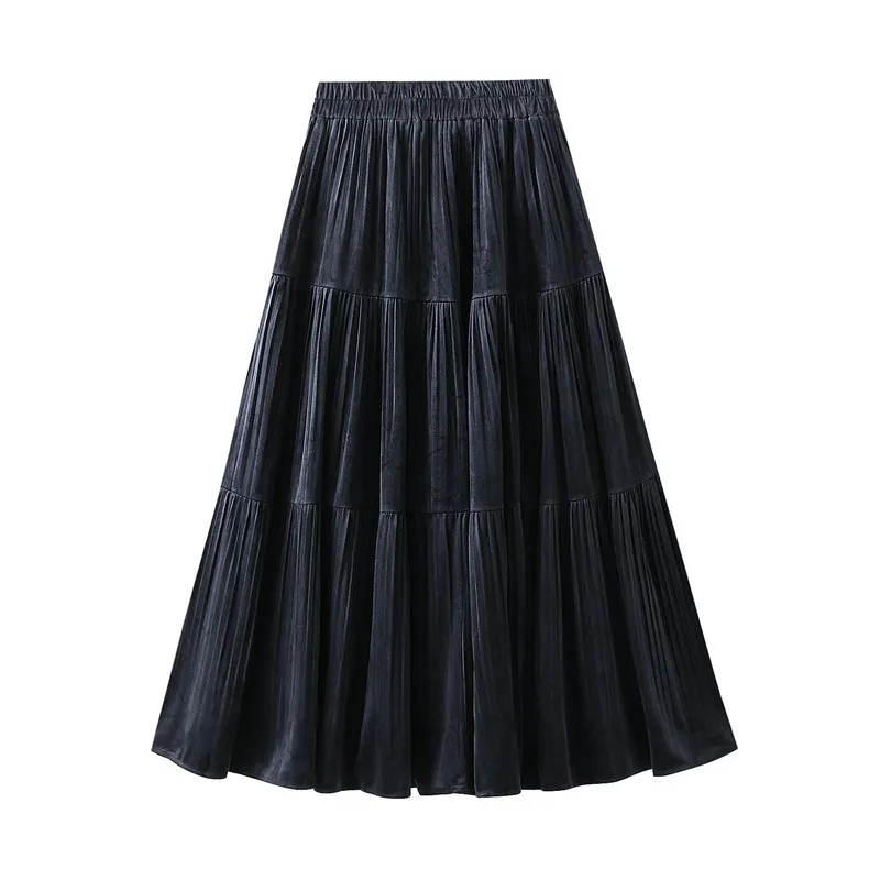 Nigikala Nigikala Hundred Folded Skirt Women Autumn And Winter Loose High Waist Thin Shaded A Word Umbrella Skirt Long Swing 8961