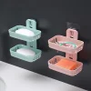 Wall Hanging Soap Box Drain Soap Holder Bathroom Accessories Suction Cup Soap Dish Tray Soap Dish for Bathroom Soap Container