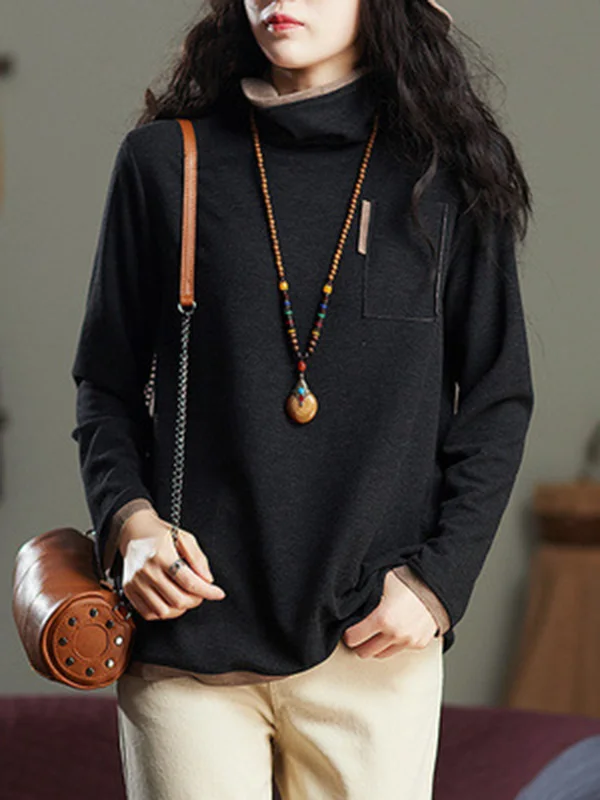 Original Split-Joint High-Neck T-Shirts Tops