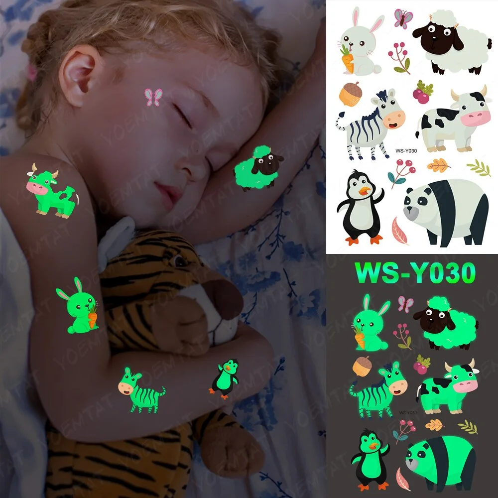 Luminous Glitter Tattoo Stickers Mechanical Gear Children Temporary Waterproof Robot Tatto Body Art Boy Kid Cartoon Fake Tatoo