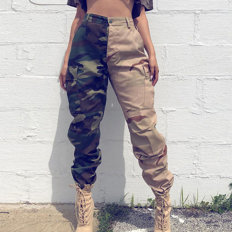 wearshes Patchwork Camouflage Contrast Overalls