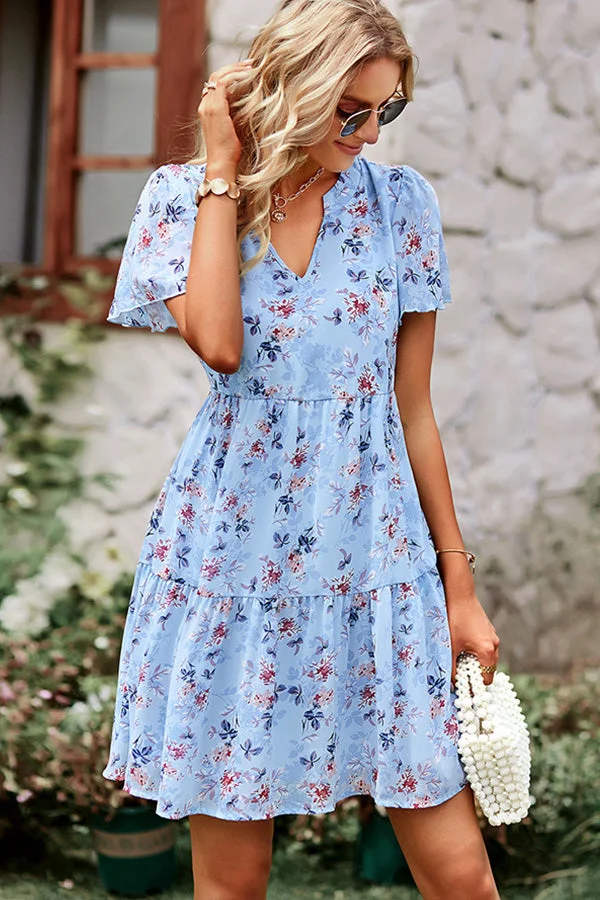 Women's Holiday Dresses Floral Print V Neck A Line Dress