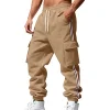 Men's Cargo Jogger Pants With Side Stripes by Inlyline
