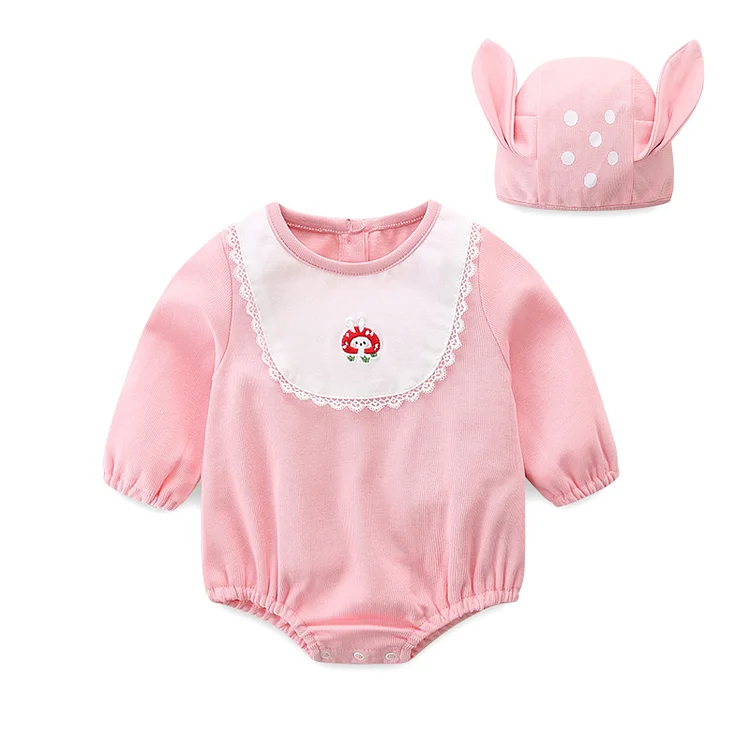 Baby Girl Long Sleeves Onepeice Pink Mushroom Romper