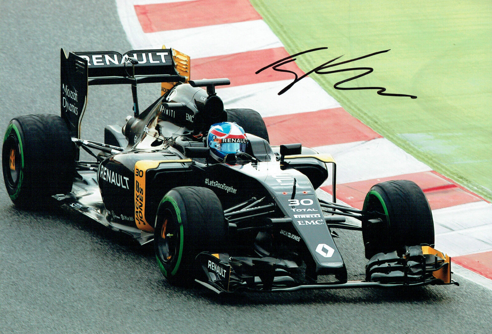 Jolyon PALMER Renault Driver SIGNED 12x8 BARCELONA F1 Photo Poster painting AFTAL Autograph COA