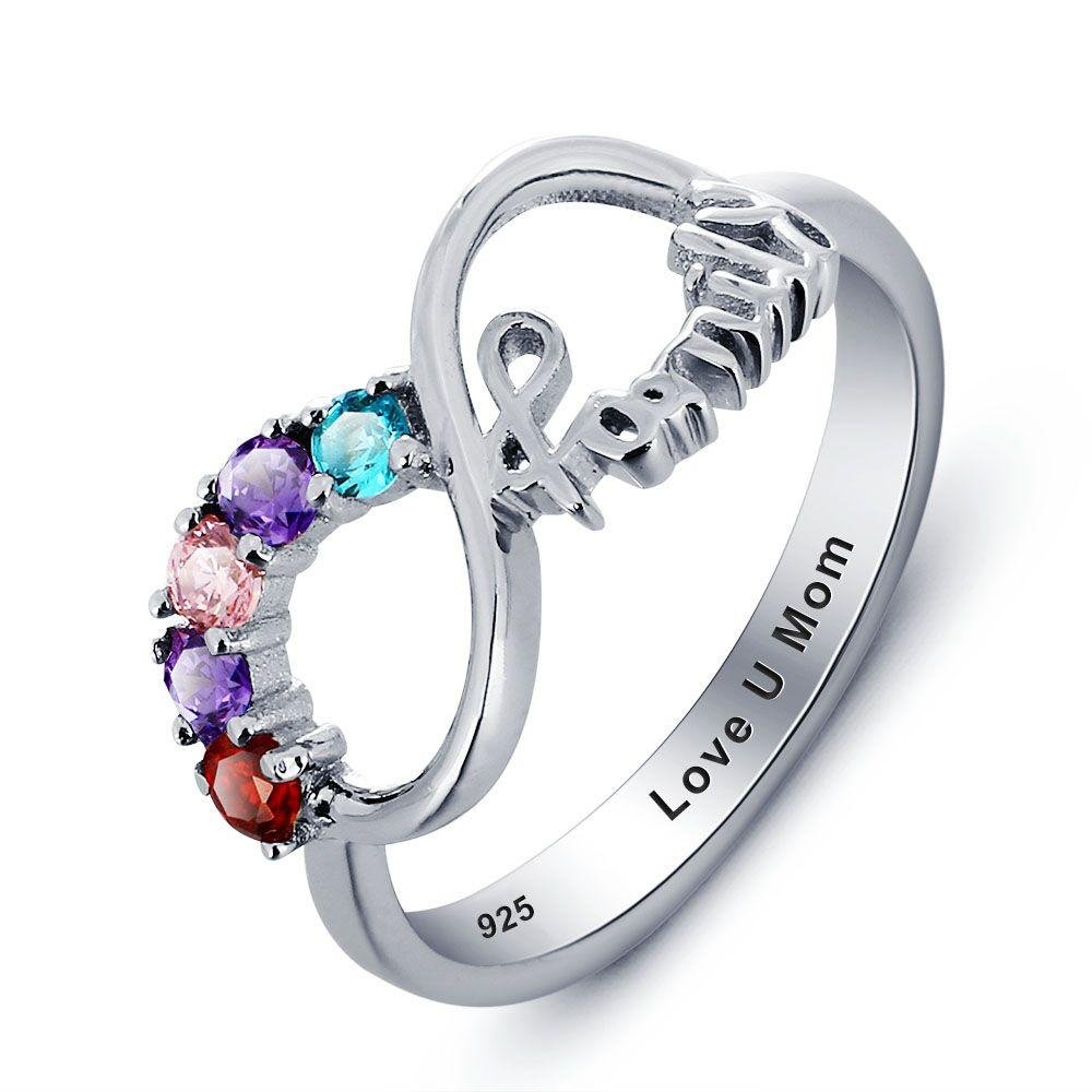 Infinity Mother Ring Peronalized Family Ring with 5 Birthstones Custom ...