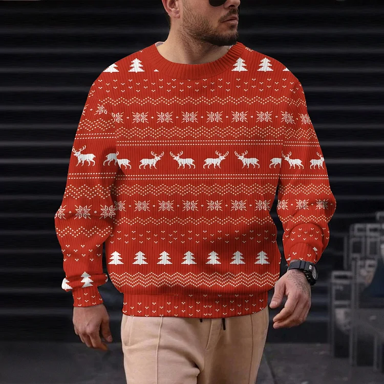 Men's Christmas Casual Printed Round-neck Sweater