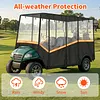 [US Local Warehouse] Fits 6-Person Golf Cart Rain Cover with Transparent Windshield & Reflective Strips 600D Waterproof Oxford Fabric Outdoor Golf Cart Protector Compatible with Club Car & for EZGO
