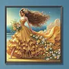 Seaside Golden Gown Lady Special Shaped 5D DIY Partial Drill Diamond Painting Kits 30x30cm Diamond Art Kit for Adults Home Decor