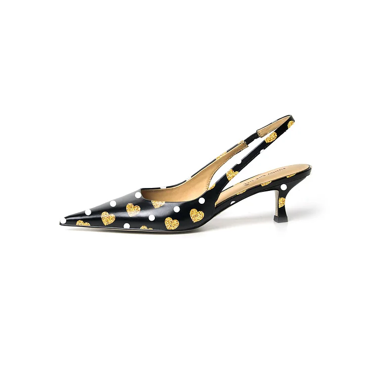 Elegant Gold Heart Women's Kitten Heel Sandals Vdcoo