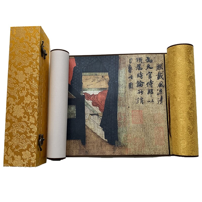 Chinese Calligraphy Long Han Xi Zai Ye Yan Tu 28.7x370cm Copy Of Famous Painting Panoramic Painting Scroll Decoration