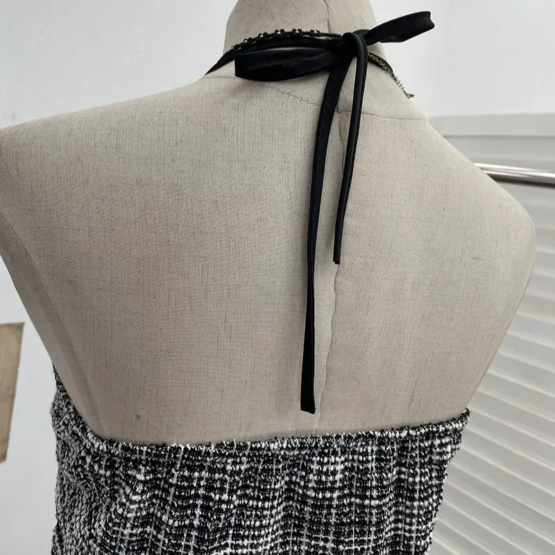 Nigikala Nigikala Fragrant Wind Coarse Flowers Hanging Neck Sling Vest With Chest Cushions Waist Skirts With Sleeveless Top 2692