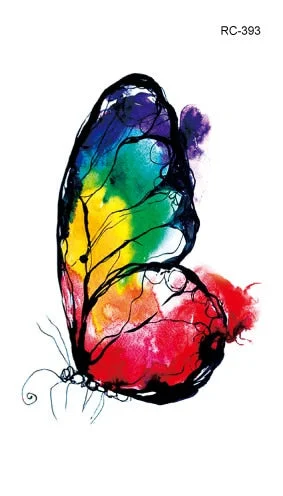 52 Kinds Watercolor Animals Fake Tattoos Temporary Cat Flamingo Wolf Whale Fox Butterfly Waterproof Tatto Stickers Small Size