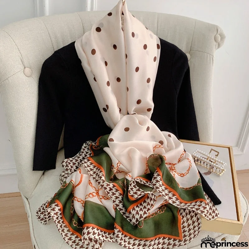 Women's Silk Long Neck Wrap Printed Pattern Casual Wear Scarfs