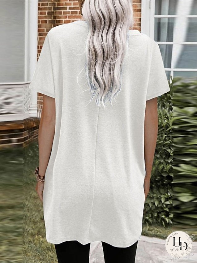Casual Dress T Shirt Dress Tee Dress Shift Dress Mini Dress Black White Pink Short Sleeve Pure Color Pocket Summer Spring Crew Neck Classic Loose Fit S M L XL XXL for Women
