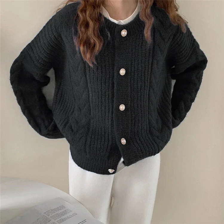 Knitted Plain Long Sleeve Shift Sweater QueenFunky