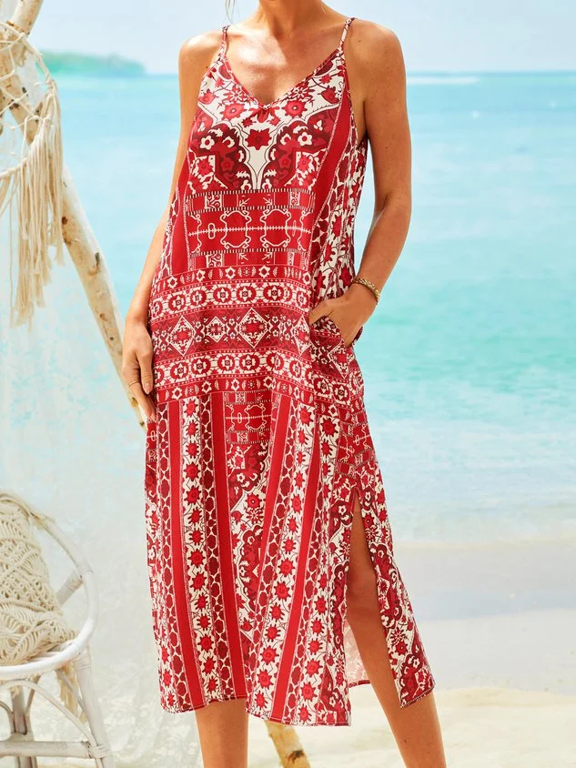 Shift Casual Spaghetti Sleeveless Weaving beach dresses