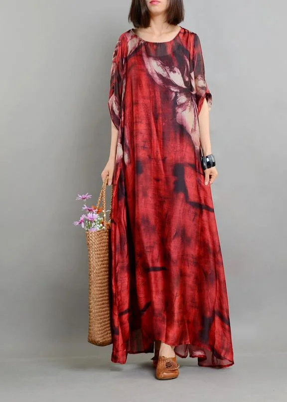 Casual Red Print asymmetrical design Two Pieces Set