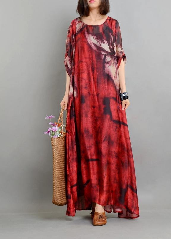 Casual Red Print asymmetrical design Two Pieces Set