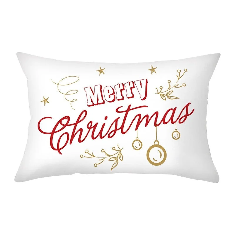2021 Christmas Pillow Cover Decor Pillow Rectangle Polyester Cushion Cover 30x50 cm Cartoon Snowman Letter Printed Pillowcases