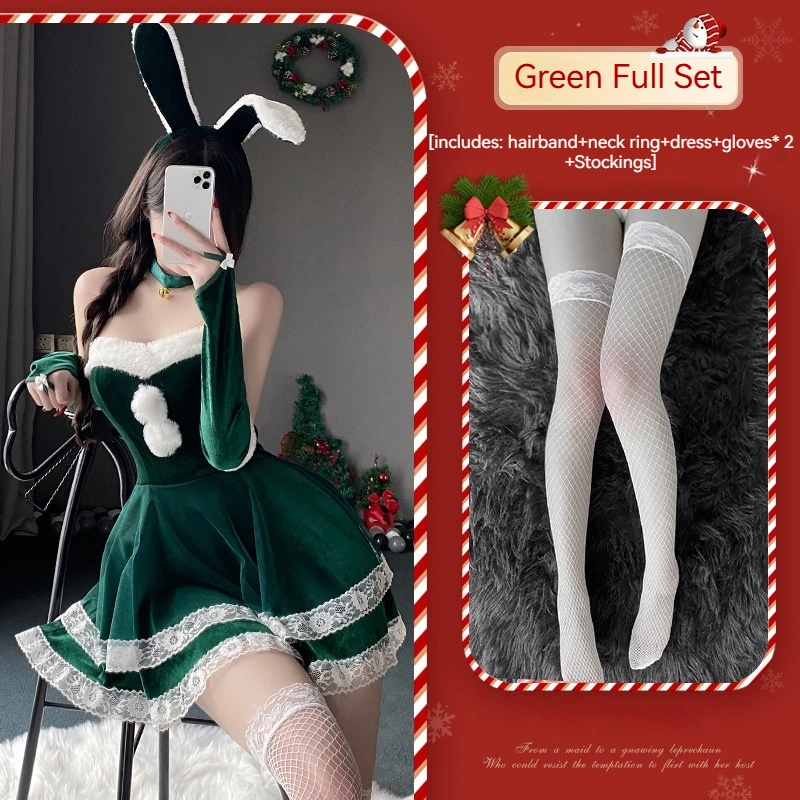 [Wetrose] In Stock Christmas Bunny Girl Sexy Lingrie Dress Outfit Costume Set