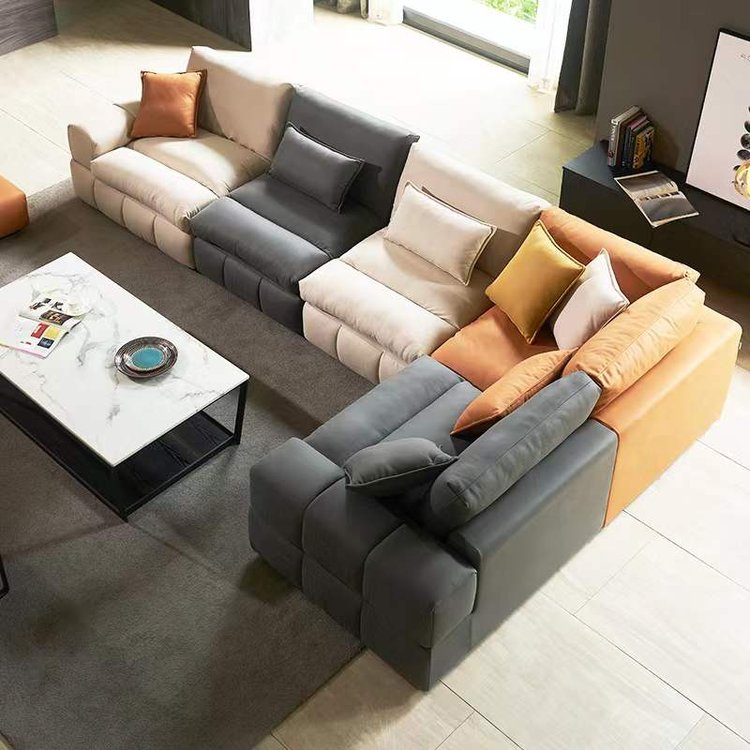 Modular and Combinable Sectional Sofa with Open End