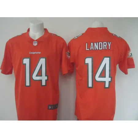 Men's  Dolphins #14 Jarvis Landry Orange Limited Rush Stitched NFL Jersey