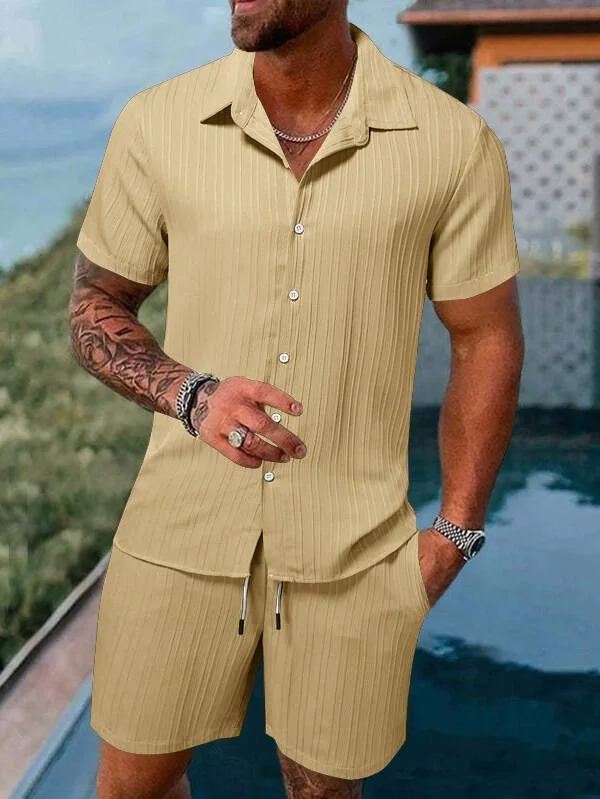Men's shirt casual loose short-sleeved shorts beach leisure suit